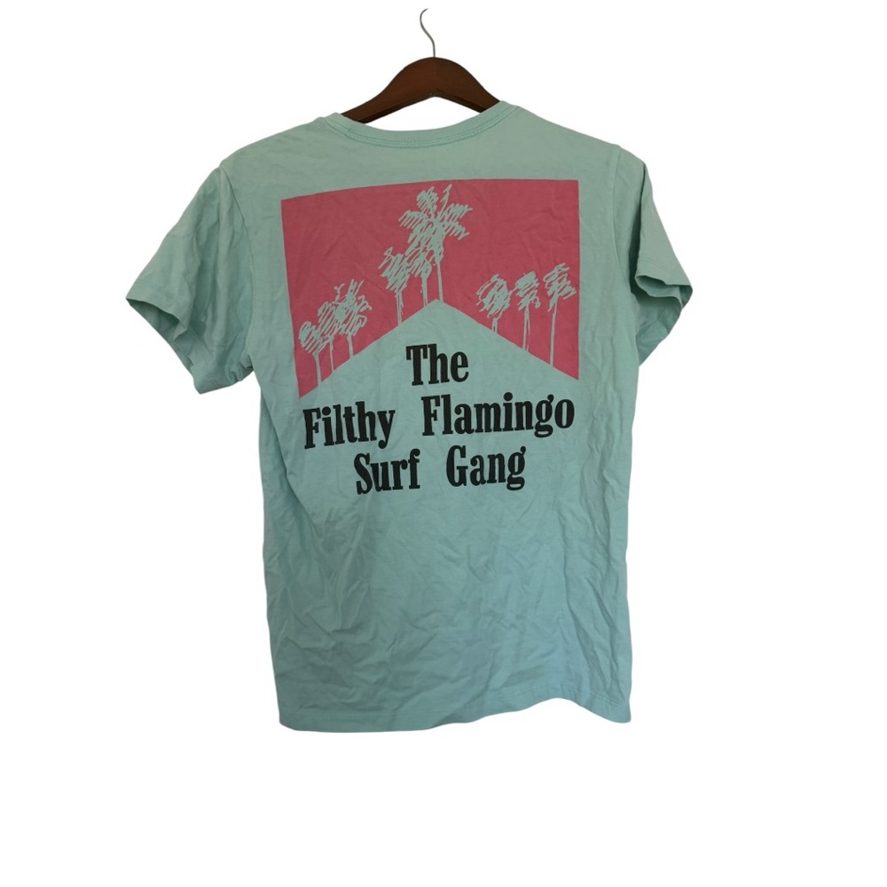 Duvin Men Short Sleeve Tee- S- Turquoise/Pink/ Filthy Flamingo Surf Gang